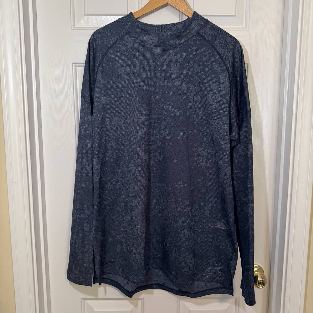 Nike Pro Dri Fit Men's Long Sleeve Mock Neck Shirt Size XXL Slim Fit Blue